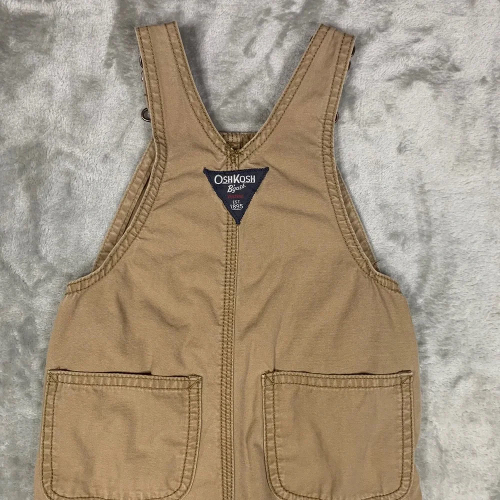OshKosh Bgosh Kids Overalls Toddler 24 Months Khaki 100% Cotton Double Knee Bib